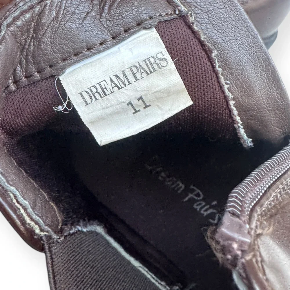 Dream Pairs Kids Brown Chelsea Boots Side Zip Chunky Sole Size 11